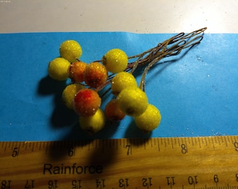Glass Sugered Fruit~Peaches/Lemons~10 Pieces~Great For Doll Hats!