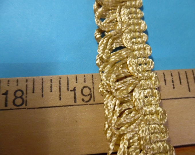 Gold Braid Looped Fringe~1" wide~Very Soft~Modern and Vintage Dolls