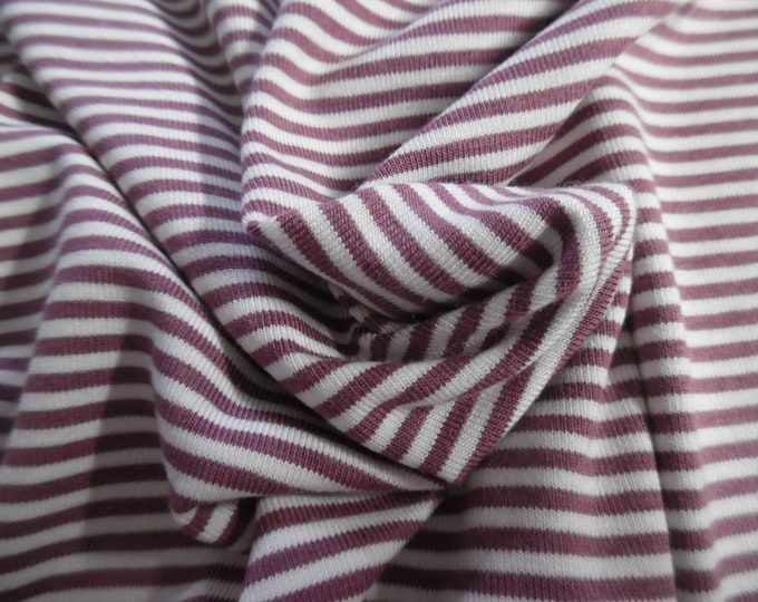 Micro Stripe Cotton Jersey~Plum/White~18"x33"~Doll Fabric