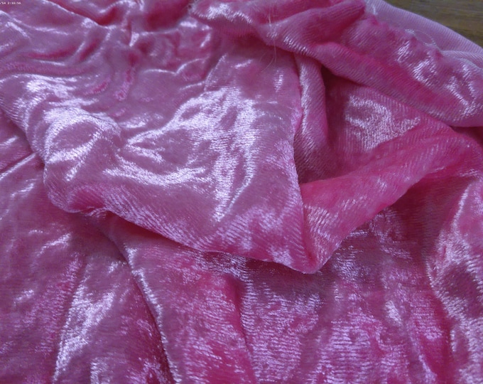 BASEMENT BARGAIN! Crushed Silk Velvet Remnant~Rose Pink~13"x21"