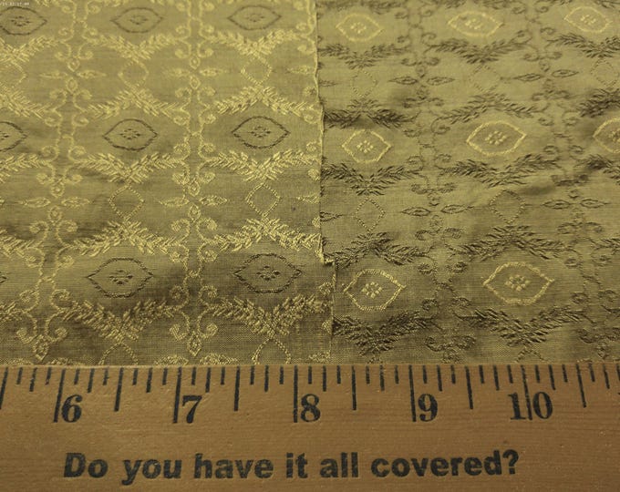 Silk Damask~Renaissance Design~Shades Bronze/Black/Gold~12"x27"~Doll Fabric