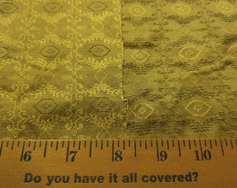 Silk Damask~Renaissance Design~Shades Bronze/Black/Gold~12"x27"~Doll Fabric
