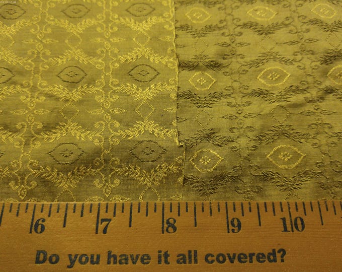 Silk Damask~Renaissance Design~Shades Bronze/Black/Gold~12"x27"~Doll Fabric