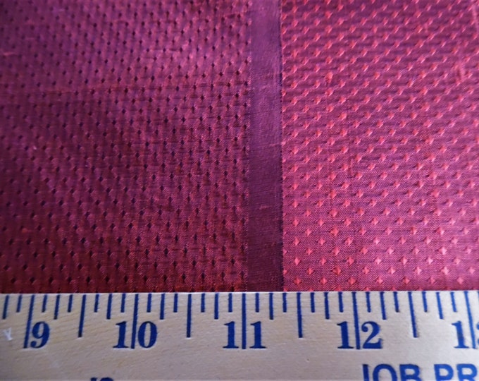 Silk Jacquard~Micro Diamond Design~Dark Red~Reversible~9"x27"~Doll Fabric~Miniatures