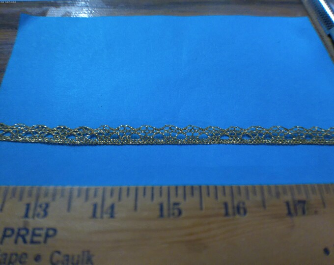 Small Metallic Gold Lace~Cotton/Rayon~3/8"Wide~BY THE YARD