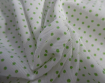 LAST! Light Weight Cotton Pique~Green Pin Dots on White~15"x30"~Doll Fabric