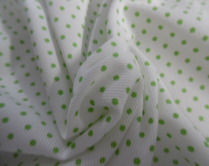 Light Weight Cotton Pique~Green Pin Dots on White~12"x30"~Doll Fabric