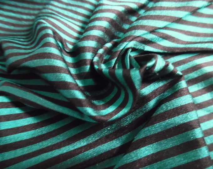 Tiny Stripe Dupioni Silk Fabric~Jade/Black~9"x22"~Doll Fabric