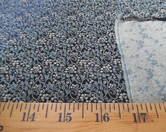 100% Silk Brocade~Miniature Scale~Allover Floral~Teal/Pearl/Black~19"x20"~Japan