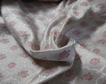 100% Silk Brocade~Miniature Scale~Medallion Print~Pink/Pearl/Cream ~19"x20"~Japan