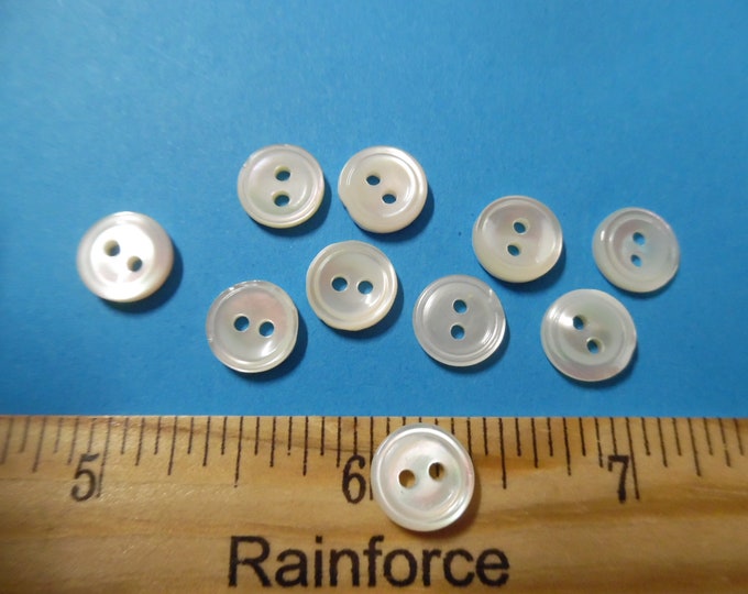 Vintage 1950's Mother of Pearl Buttons~3/8"~Set of Ten