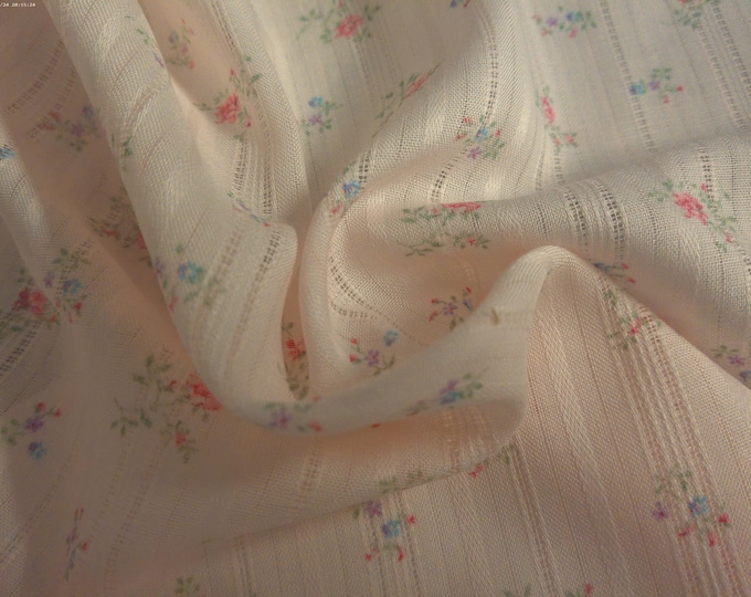 Vintage Cotton Voile~Leno Weave~Tiny Florals on Pink~12"x45"