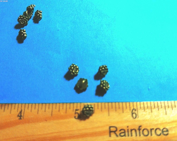 Rose Shaped Shanked Metal Buttons~Antique Bronze~Set 5~5MM