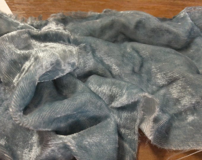 BASEMENT BARGAIN! Crushed Silk Velvet Remnant~French Blue~6"x32"
