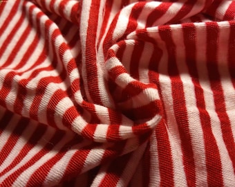 BASEMENT BARGAIN! Red & White Stripe Jersey~11"x37"~Doll Fabric