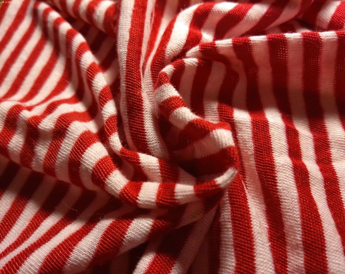 BASEMENT BARGAIN! Red & White Stripe Jersey~11"x37"~Doll Fabric
