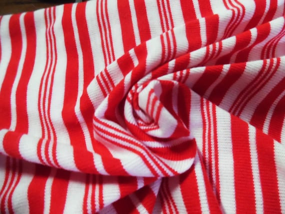 Cotton/Poly Knit Jersey~Peppermint Stripes~White/Red~18"x32"