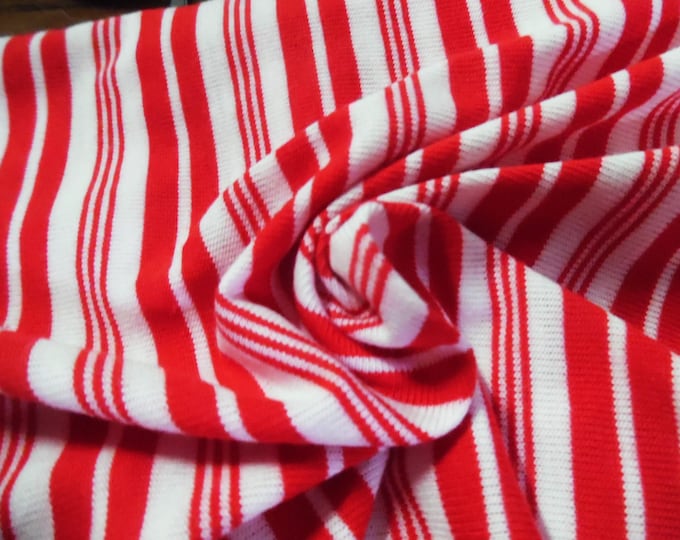 Cotton/Poly Knit Jersey~Peppermint Stripes~White/Red~18"x32"