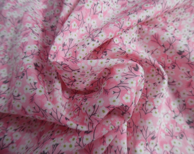 LAST! Liberty of London Tana Lawn~Tiny Cherry Blossems~Bubblegum Pink/White~17"x27"~Doll Fabric