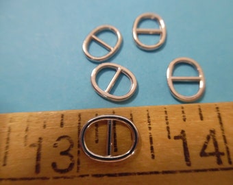 Oval Metal Doll Buckles~Bright Silver~3/8"x7/16"~Set of 8