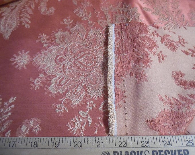 100% Cotton Brocade~Jacquard Sateen~Salmon Pink/Light Gold~18"x30"~Doll Acc's~Trunk Liner~Doll Furniture Upholstry Fabric