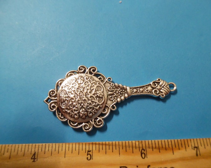 Antique Look French Fashion Doll Hand Held Mirror~Silver