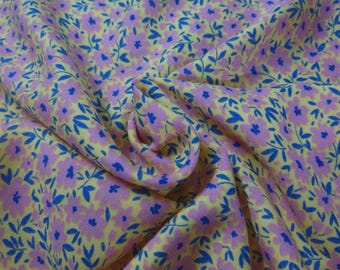 CLEARANCE! Rayon Challis~Small Floral~Pink/Teal/Yellow~18"x58"~Doll Fabric