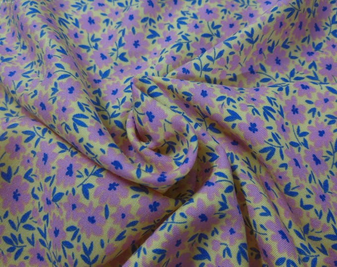 CLEARANCE! Rayon Challis~Small Floral~Pink/Teal/Yellow~18"x58"~Doll Fabric