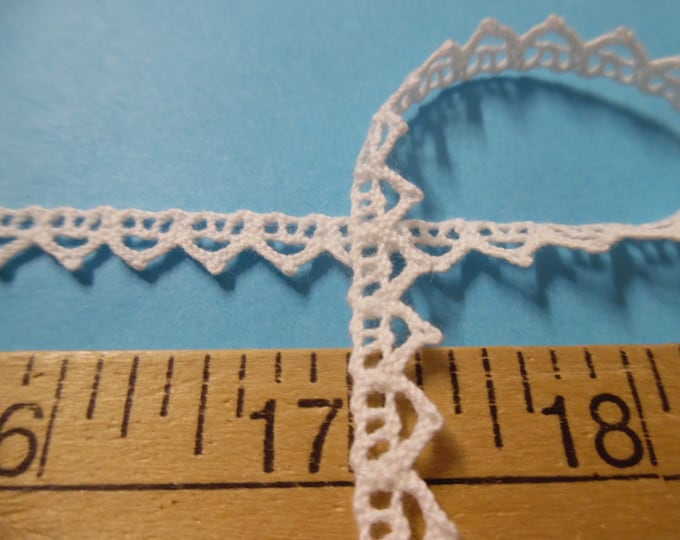 100% Cotton Pointed Cluny Lace~White~3/8"wide x 2Yds~Great for Dolls