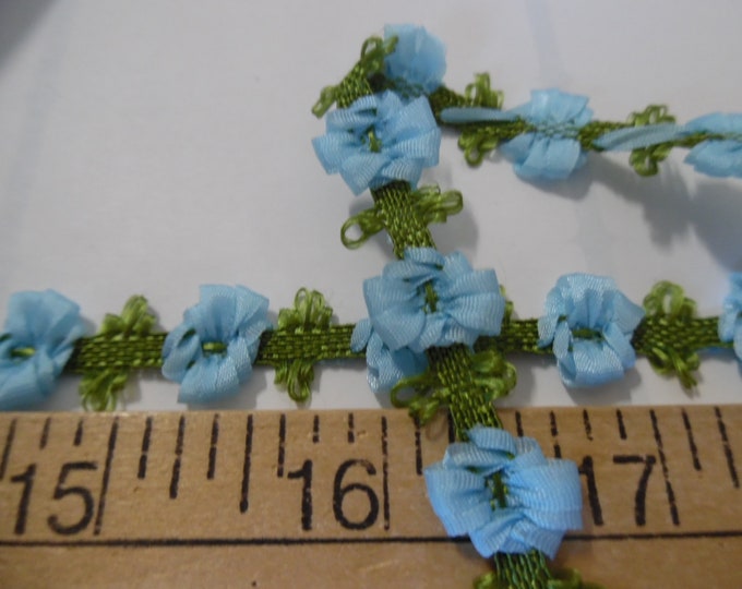 Silky Flower Trim~Sky Blue~1/2"~By The Yard~Doll Trim~Ricoco~Millinery