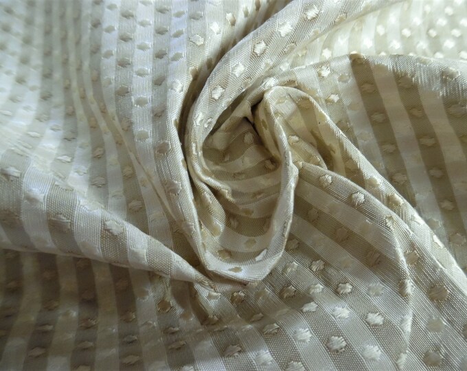 Tiny Checks and Dots Silk Jacquard ~Shades of Cream~9"x27"~Doll Fabric~100% Silk~Light Weight~Reversible