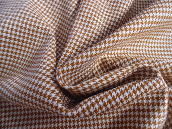 END PC! Micro Houndstooth Suiting~Wool/linen Blend~Rust Brown/Cream~6"x60"~Light Weight~Doll Fabric