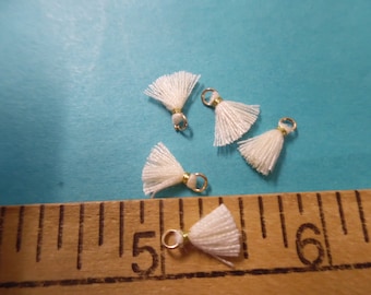 Itty Bitty Tassels~Ivory~Set of Five~Tiniest I Can Find~Great 4 Adorning Doll Clothing~Accesories~Modern, Antique, & Vintage Dolls