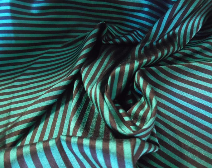 Tiny Stripe Dupioni Silk Fabric~Jade/Black~9"x22"~Doll Fabric