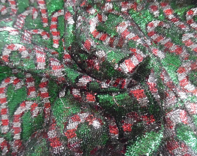 Glitzy Nylon Mesh~Christmas Print~Sheer Candy Canes~12"x54~Sparkles