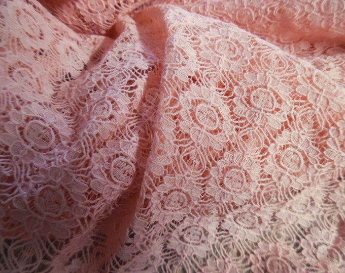 Cotton Corded Lace Fabric~Peach~Small Scale Pattern~12"x28"