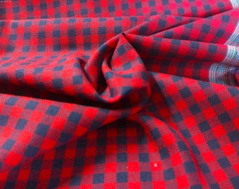 Cotton Twill Suiting~Buffalo Checks~Black/Red~18"x30"~Great Doll Fabric