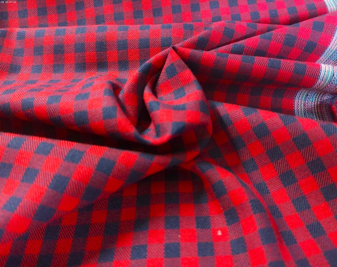 Cotton Twill Suiting~Buffalo Checks~Black/Red~18"x30"~Great Doll Fabric
