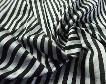 Small Stripe Silk Dupioni~Black/Silver Gray~18"x22"~Doll Fabric