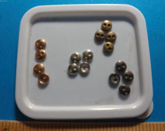Stash Builder! Miniature Metal Doll Buttons~Sew 2 Holes~5MM~4 Colors~16 Buttons