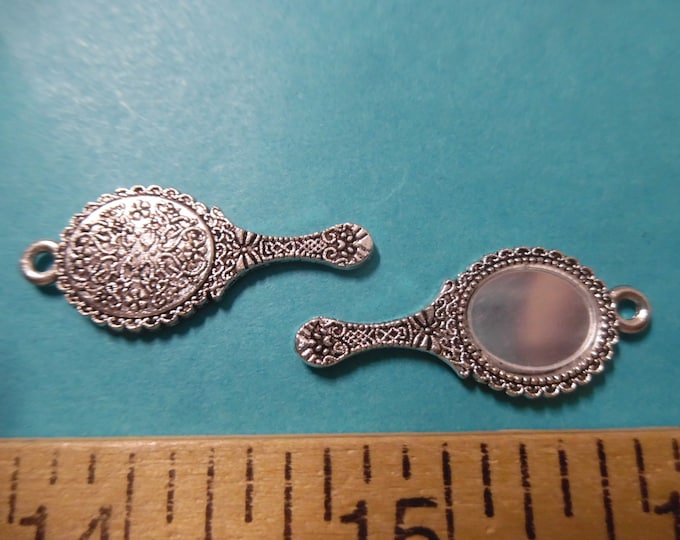 Antique Look French Fashion Doll Hand Held Mirror~Silver~Set of Two