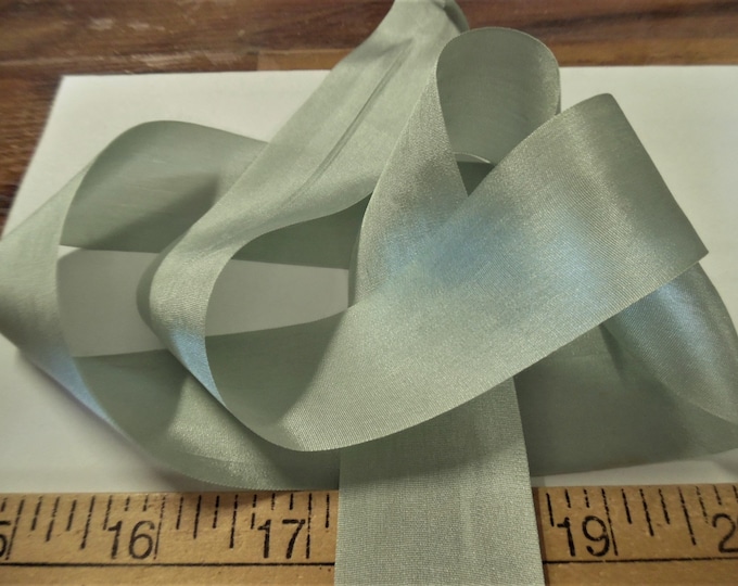 Wide Silk Ribbon~33MM x 1 Yard~LIGHT SAGE~Doll Dress and Hat Trim