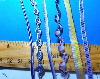 Tiny Ribbon/Braid Bundle~Shades of Purple~1/8"-1/4"~6 Styles~12 Yards