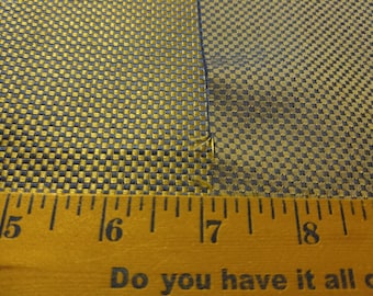 100% Silk Damask~Blue & Gold~Micro Patterned~Reversible~9"x28"