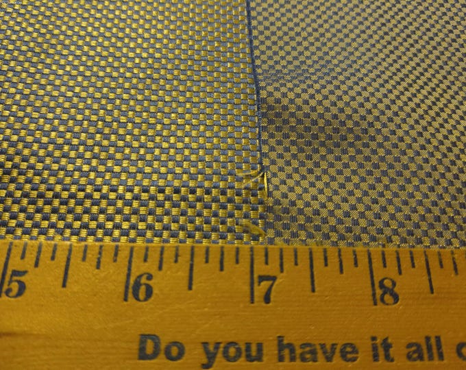 100% Silk Damask~Blue & Gold~Micro Patterned~Reversible~9"x28"