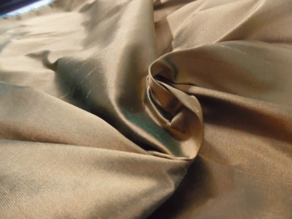 LAST! Silk Shot Silk Shantung~Dark Peach/Green~13"x27"~Doll Fabric~Read Description!