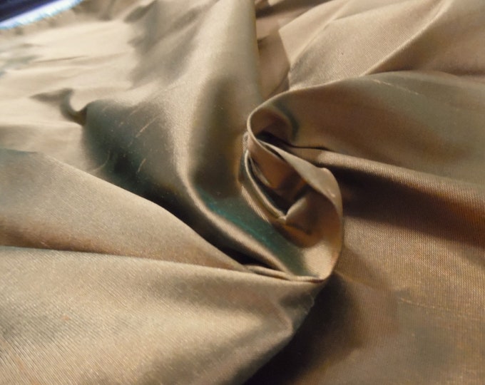 LAST! Silk Shot Silk Shantung~Dark Peach/Green~13"x27"~Doll Fabric~Read Description!