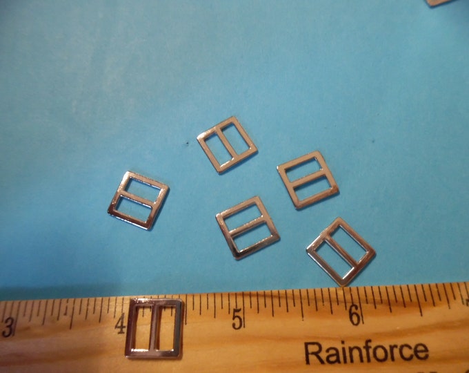 NEW SIZE! Square Metal Doll Buckles~Silver~1/4"x1/4"(7MM)~Set of 6