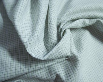 CLEARANCE~LAST PC! Pima Cotton Sateen~Tiny Grid~White/Seafoam~18"x60"~Doll Fabric