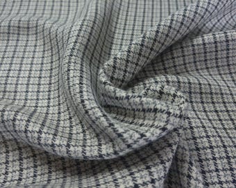 ONLY LISTING! Cotton/Rayon Suiting~Small Plaid~Black/Gray/White~20"x22"~Doll Fabric